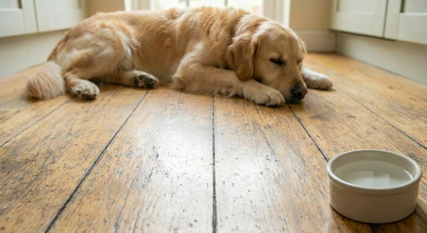Hund mit Durchfall braucht Ruhe und ausreichend Flüssigkeit
