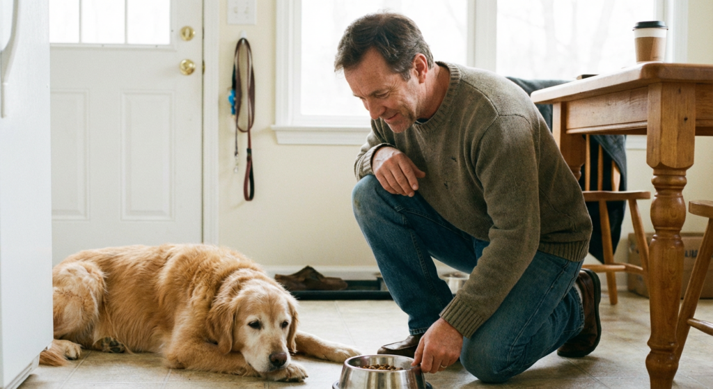 Hund mit Durchfall nach Futterwechsel – Halter achtet auf Verdauung